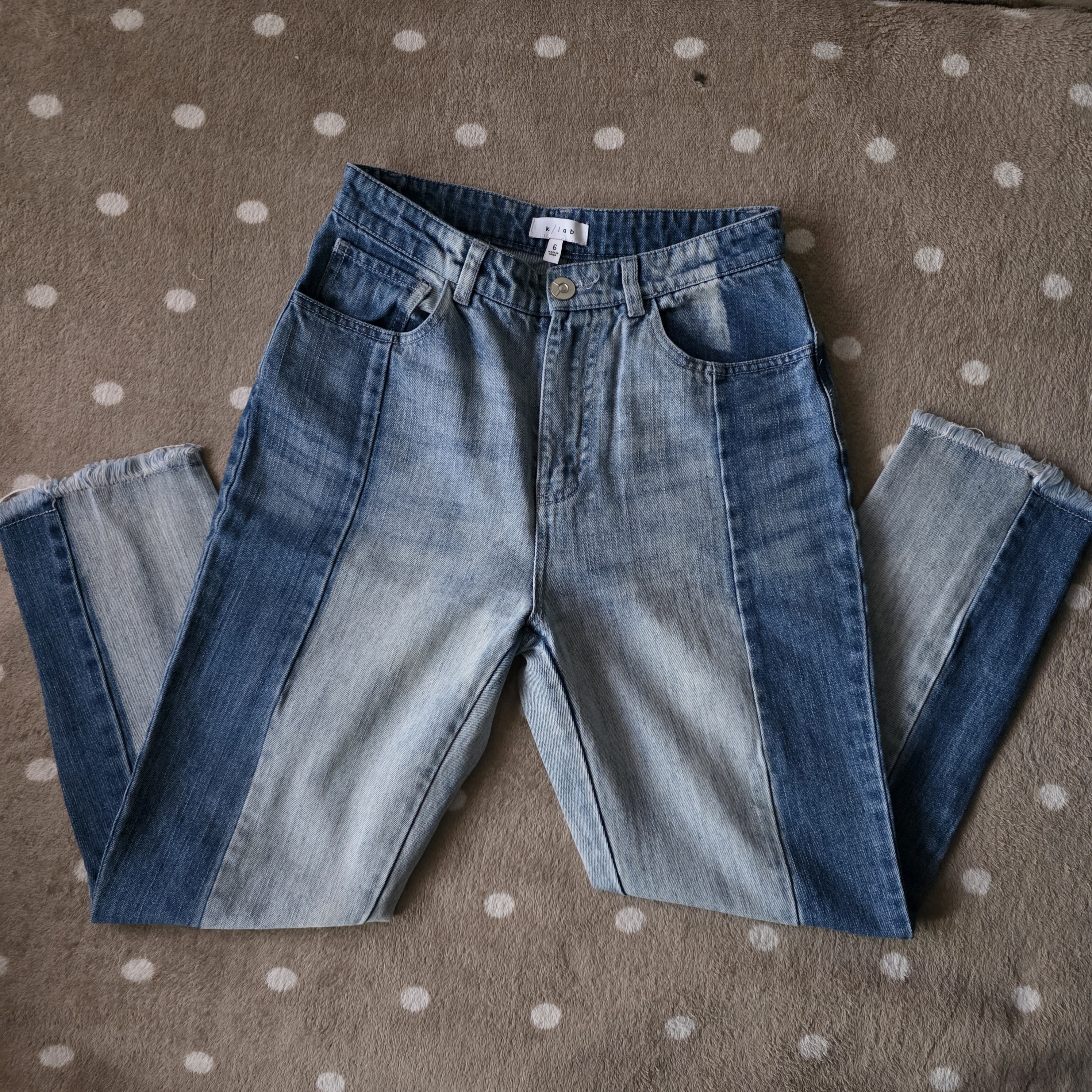 K/Lab 2 Color Blue Denim Women's Jeans Size 6|Straight Leg/Mom Jeans|Frayed